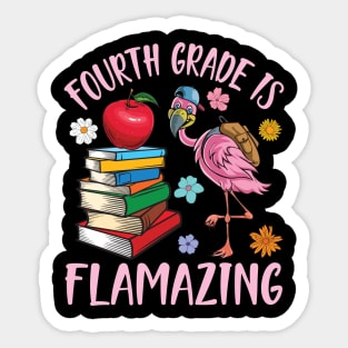 Flamingo Student Happy Back School Fourth Grade Is Flamazing Sticker